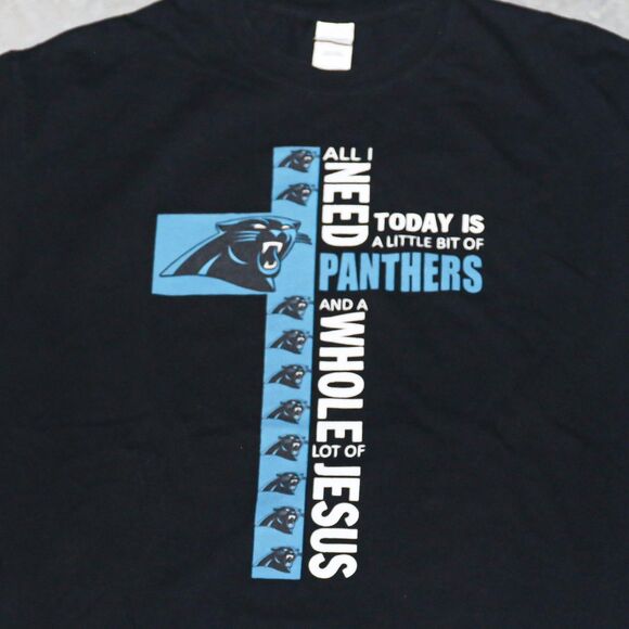 Carolina Panthers Religious Football Black Graphic Crew Neck Tshirt Size Medium - Picture 3 of 3